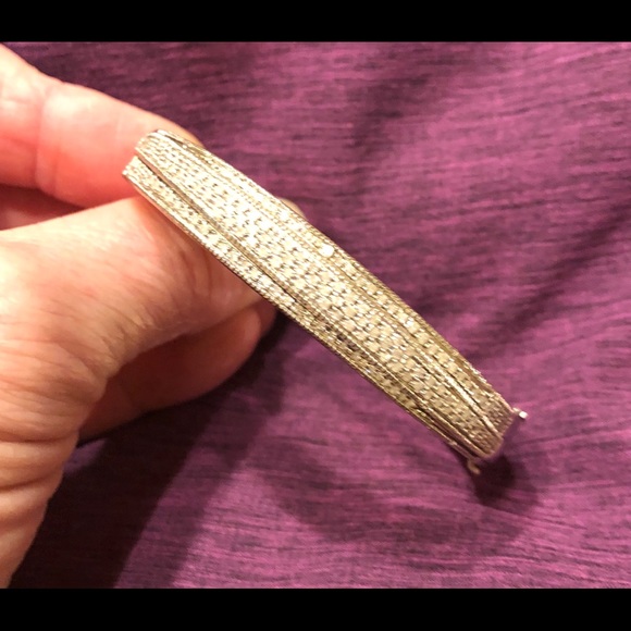 Genuine Diamond Hinged Bangle Bracelet - Picture 2 of 8